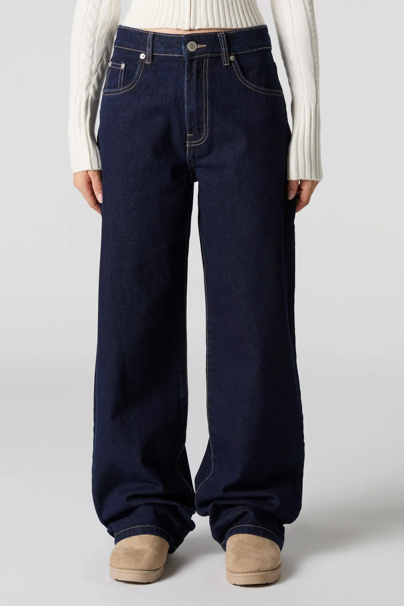 Dark Wash High Rise Wide Leg Jean sold by Urban Planet product image thumbnail 2