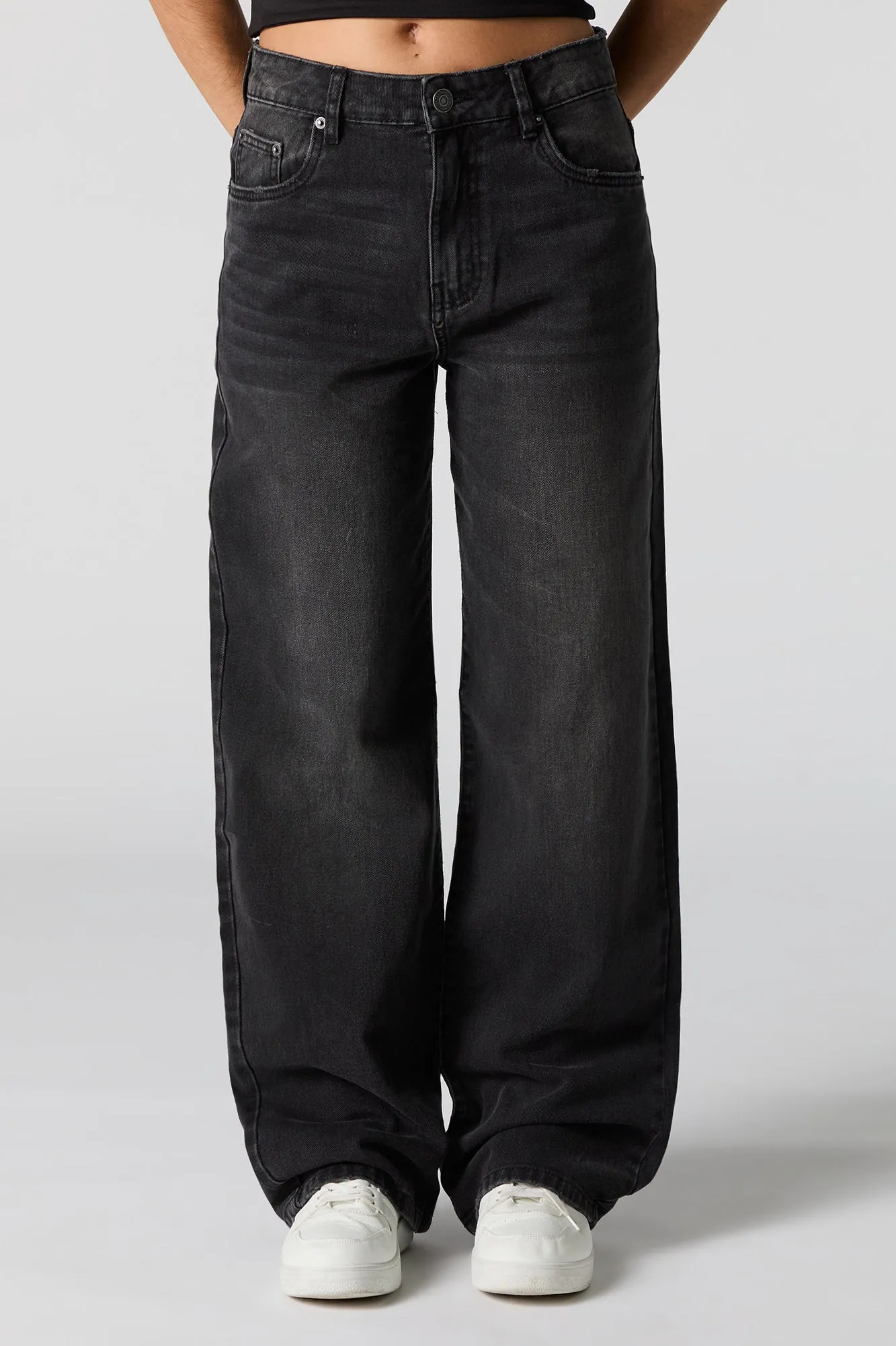 Black Wash High Rise Wide Leg Jean sold by Urban Planet product image thumbnail 2