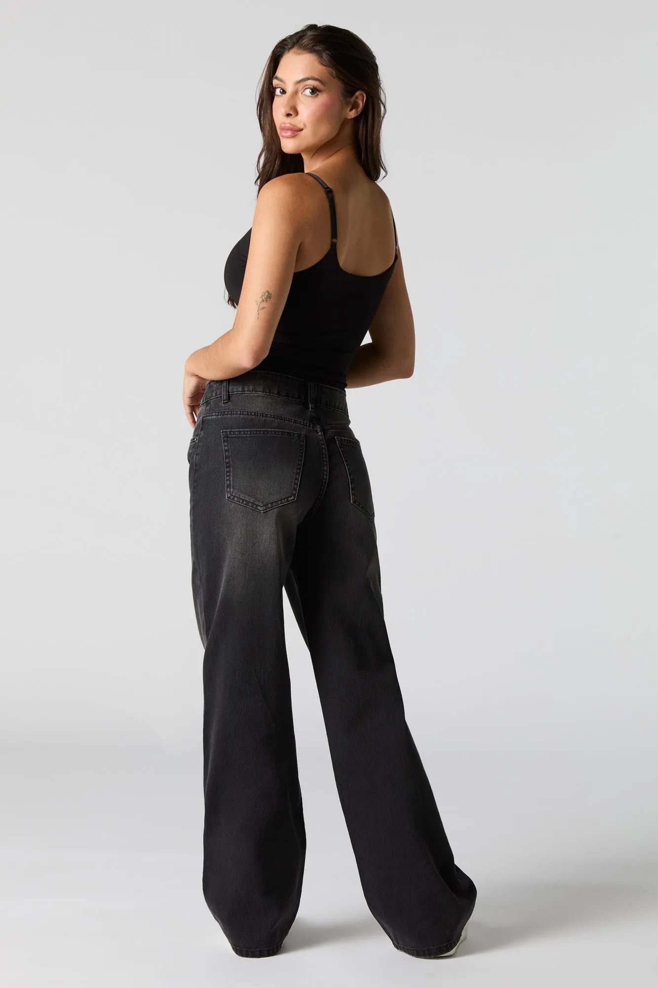 Black Wash High Rise Wide Leg Jean sold by Urban Planet product image thumbnail 3