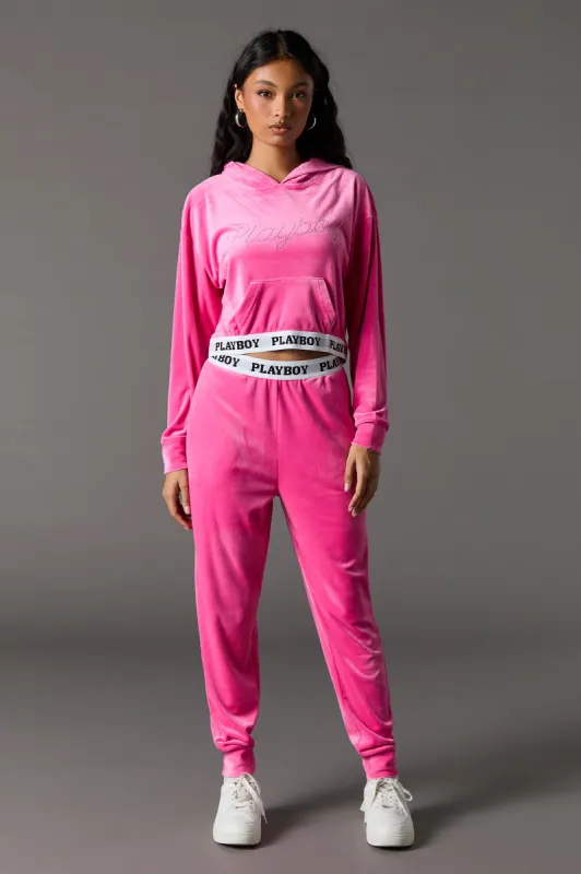 Jogger en velours à imprimé Playboy avec pierres du Rhin sold by Urban Planet