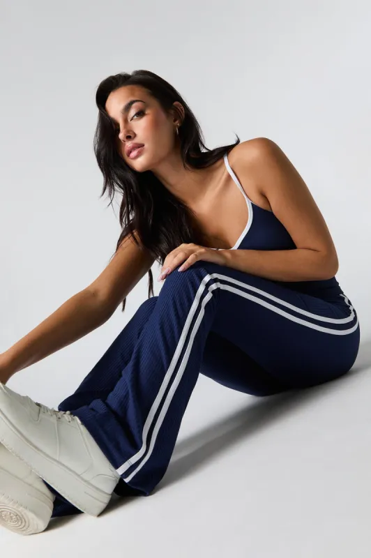 Soft Ribbed Side Striped Flare Pant sold by Urban Planet