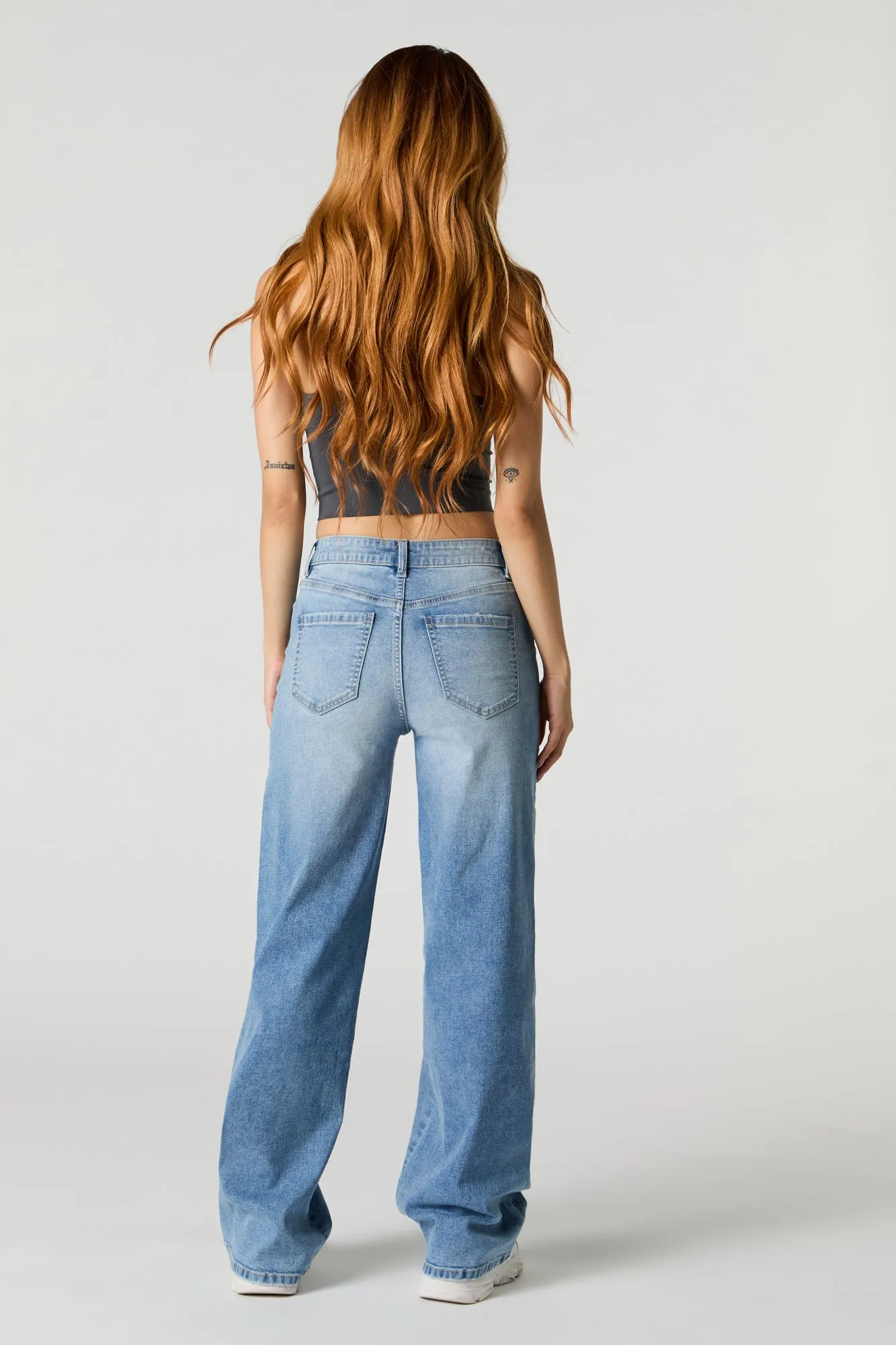 Extensible jean à jambe large délavé vintage moyen sold by Urban Planet product image thumbnail 3