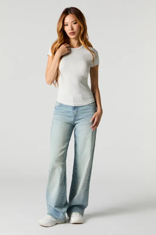 Extensible jean à jambe large délavé vintage pâle sold by Urban Planet