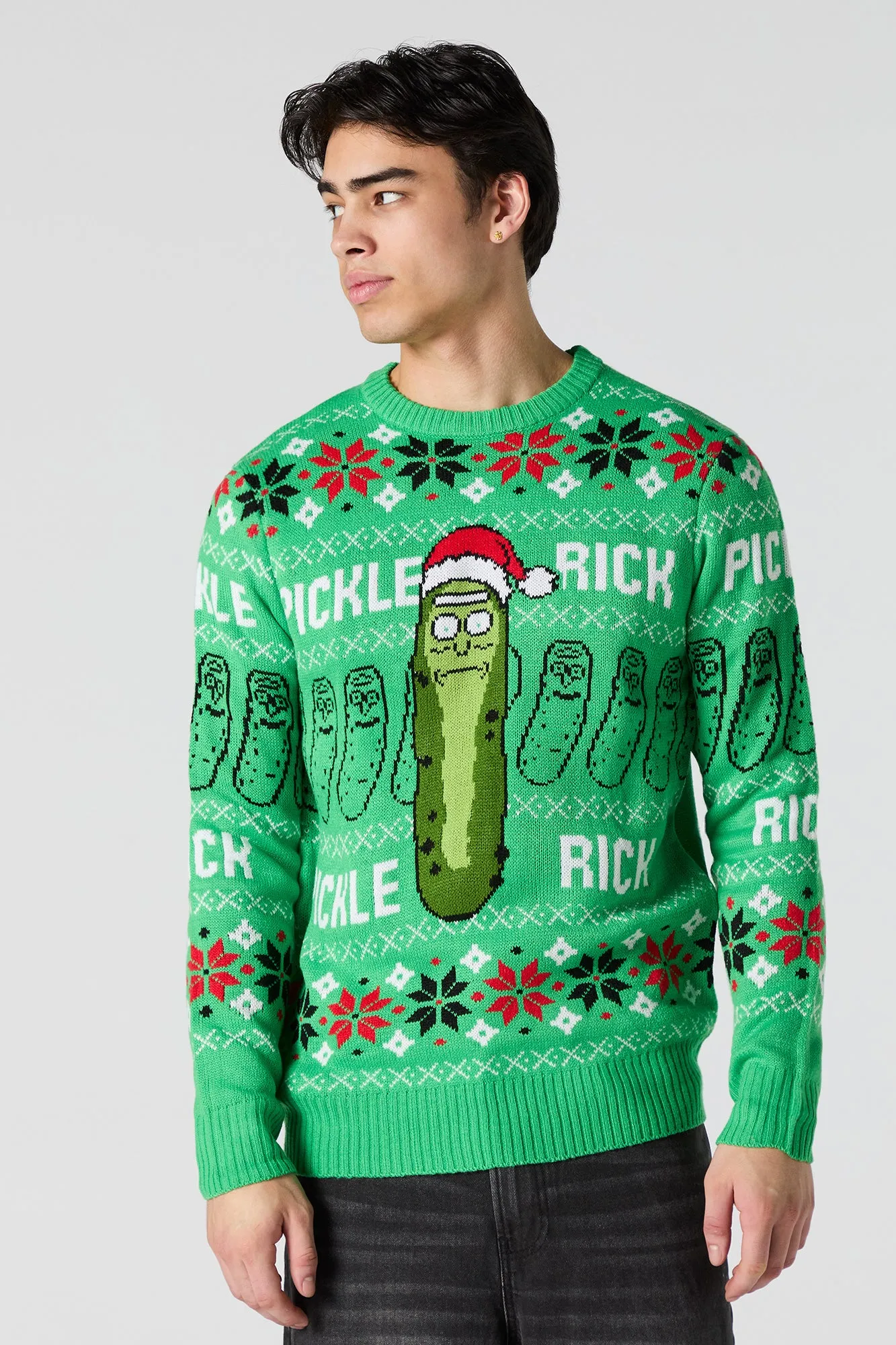 Chandail de Noël en tricot jacquard Pickle Rick sold by Urban Planet