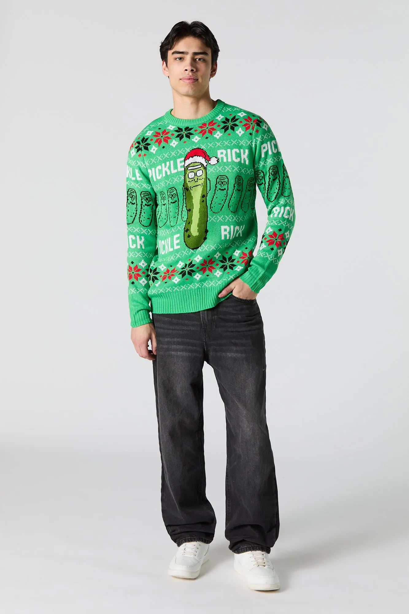 Chandail de Noël en tricot jacquard Pickle Rick sold by Urban Planet product image thumbnail 3