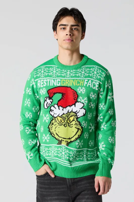 Chandail de Noël en tricot jacquard Resting Grinch Face sold by Urban Planet