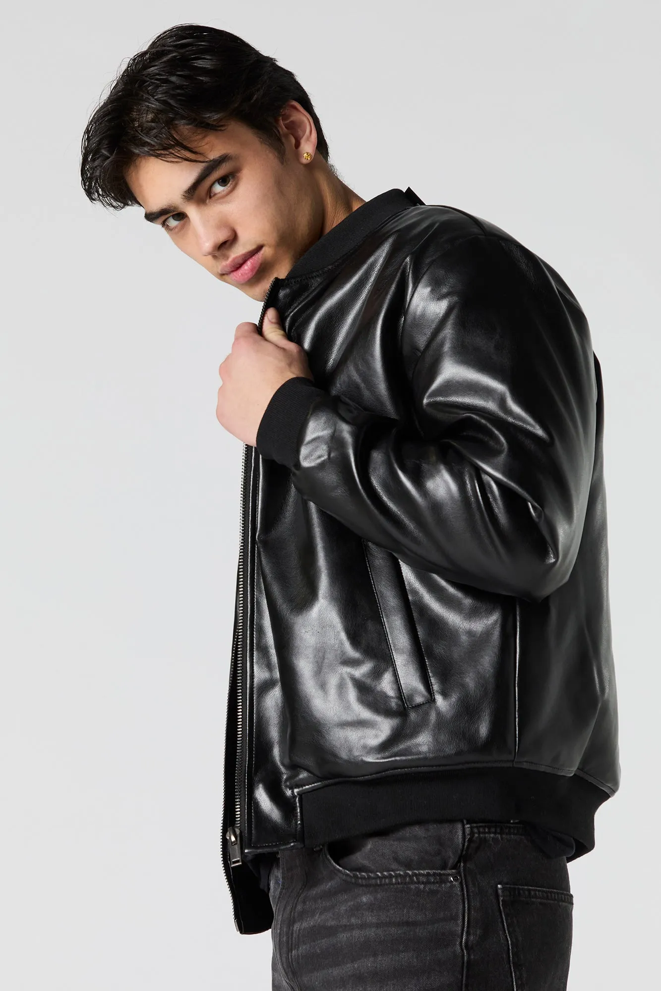 Faux Leather Bomber Jacket sold by Urban Planet product image thumbnail 4