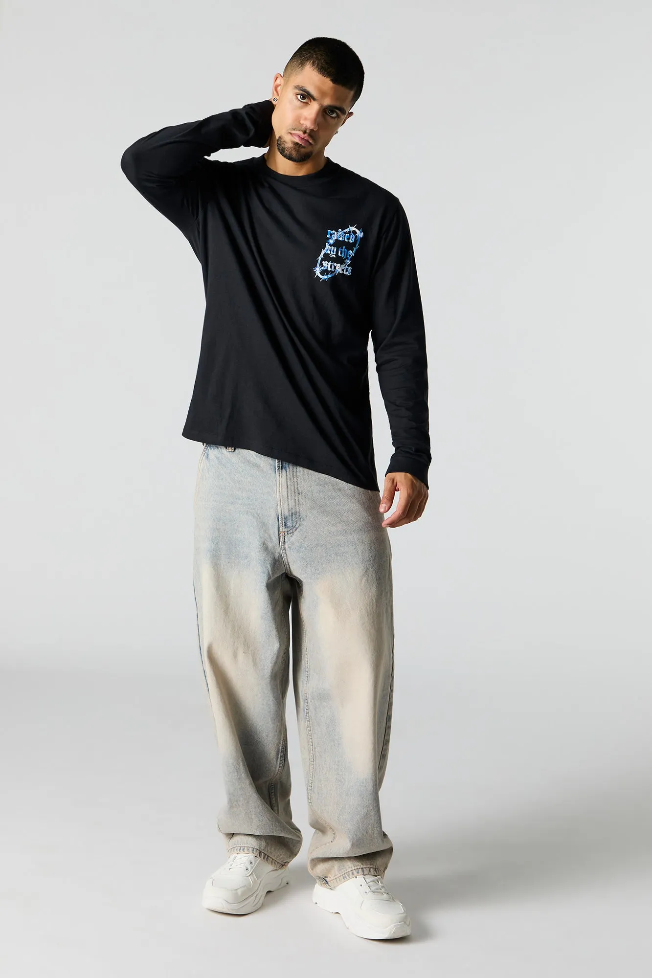 Haut à manches longues avec imprimé Raised by the Streets sold by Urban Planet product image thumbnail 3