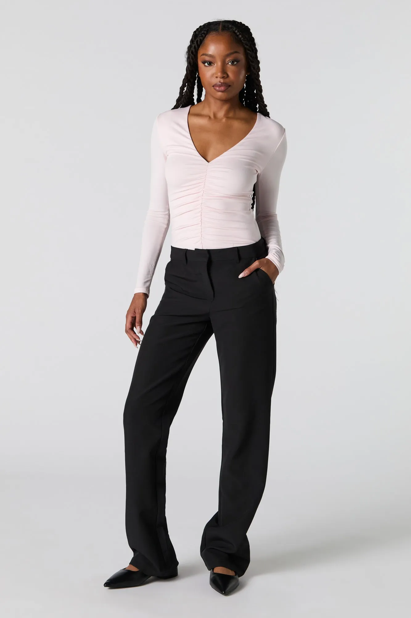 Contour Ruched V-Neck Long Sleeve Bodysuit sold by Urban Planet product image thumbnail 3