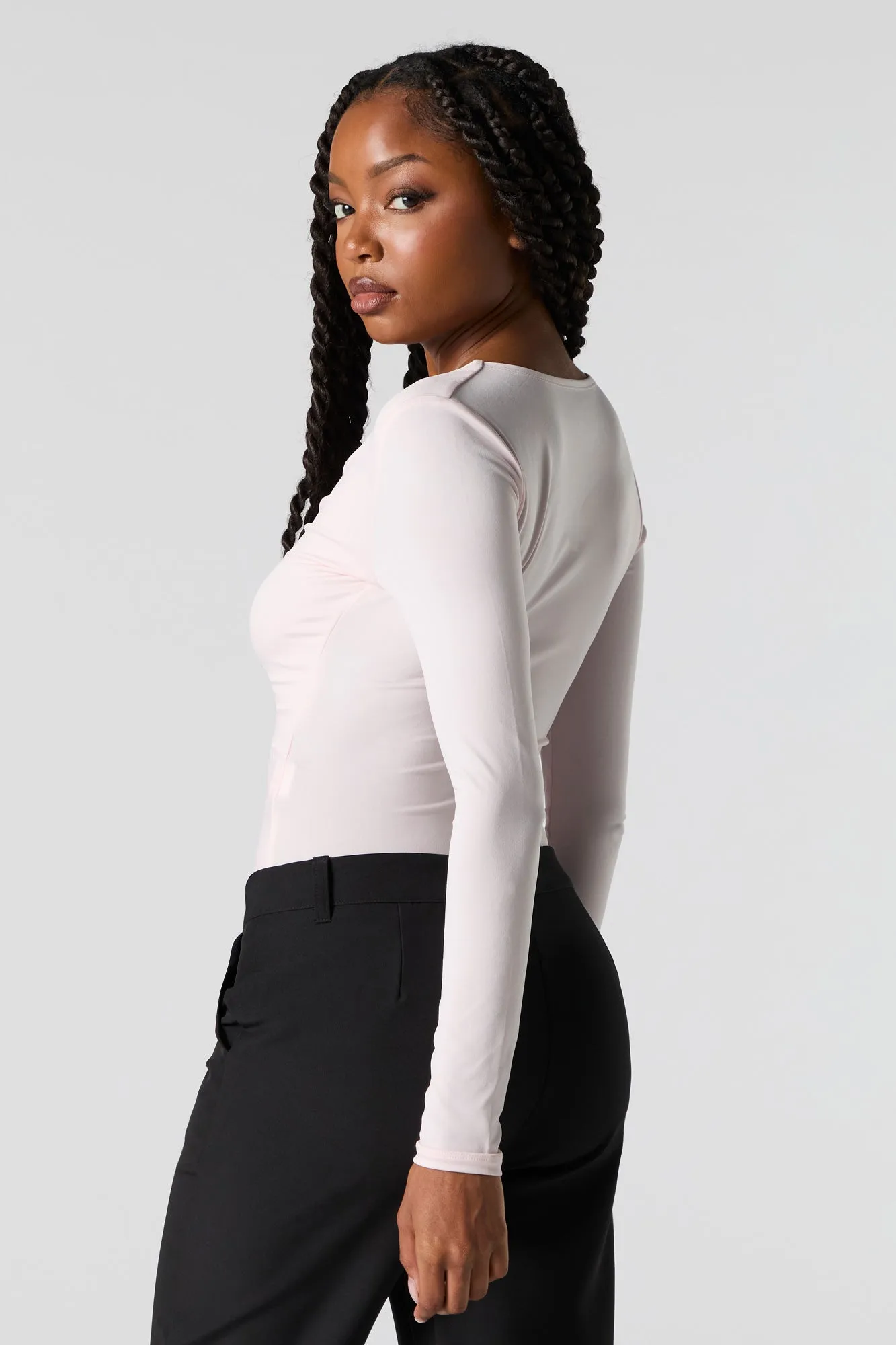 Contour Ruched V-Neck Long Sleeve Bodysuit sold by Urban Planet product image thumbnail 4