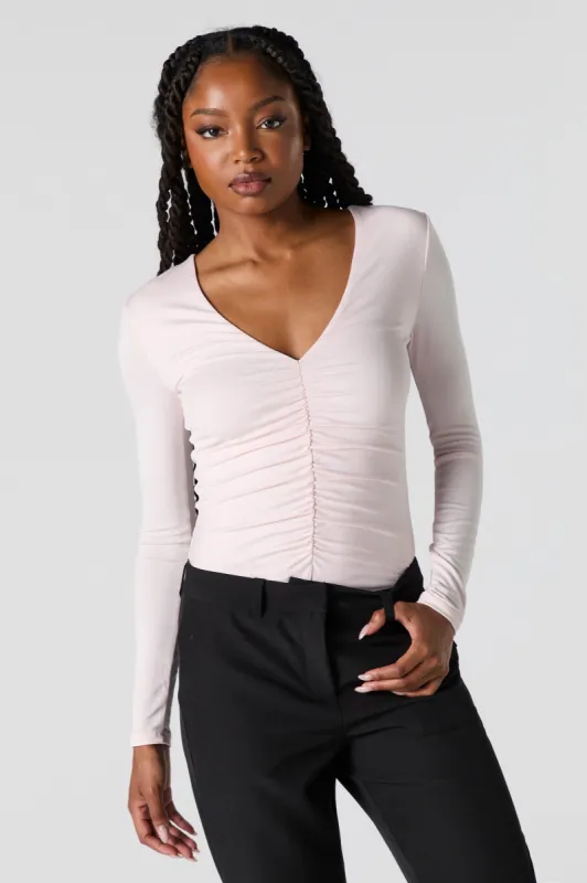 Contour Ruched V-Neck Long Sleeve Bodysuit sold by Urban Planet
