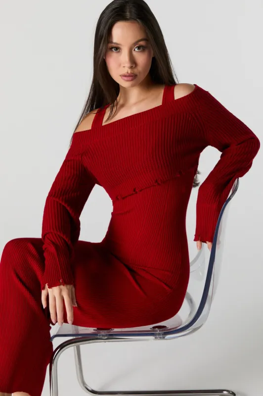 Ribbed Knit Dress & Sweater 2 Piece Set sold by Urban Planet
