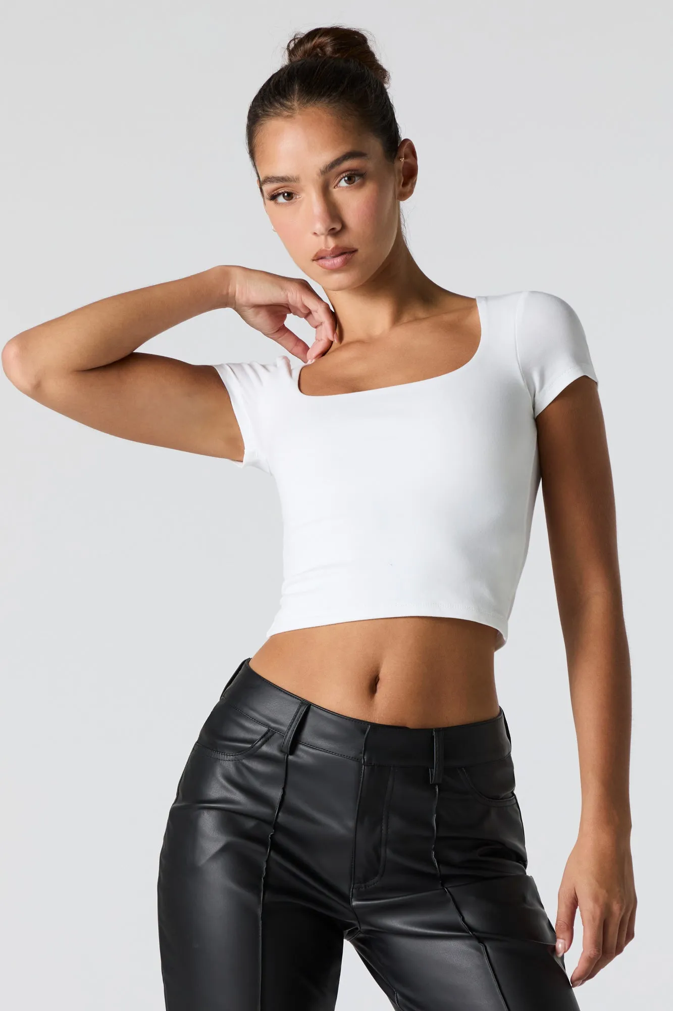 Contour Square Neck Cropped T-Shirt sold by Urban Planet