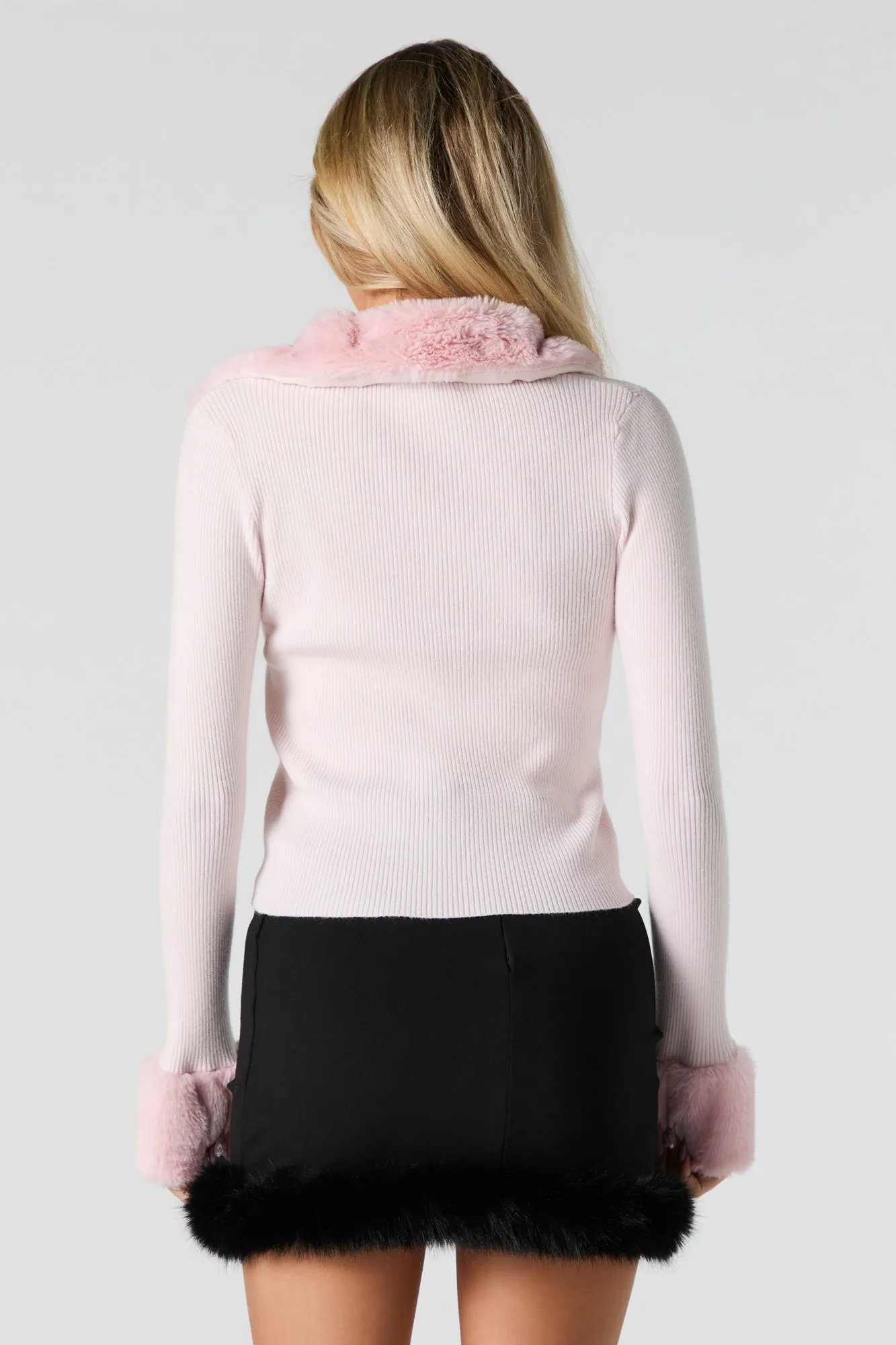 Faux Fur Collared Zip-Up Sweater sold by Urban Planet product image thumbnail 2