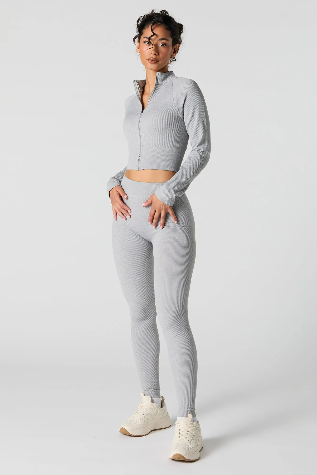 Active Seamless Ribbed Zip-Up Top sold by Urban Planet product image thumbnail 3