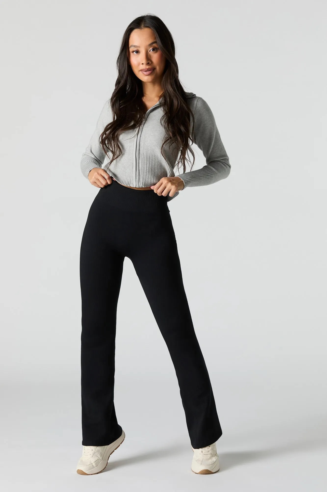 Ribbed Faux Fur Lined Flare Legging sold by Urban Planet product image thumbnail 4