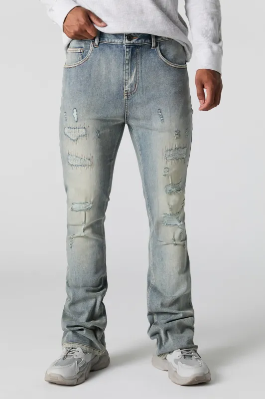 Distressed Straight Stacked Jean sold by Urban Planet