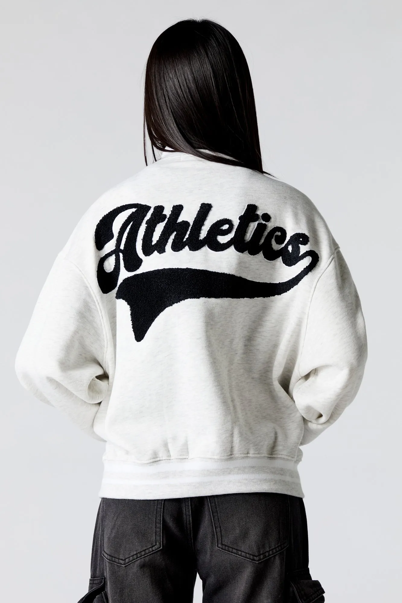 Embroidered Fleece Varsity Jacket sold by Urban Planet product image thumbnail 2