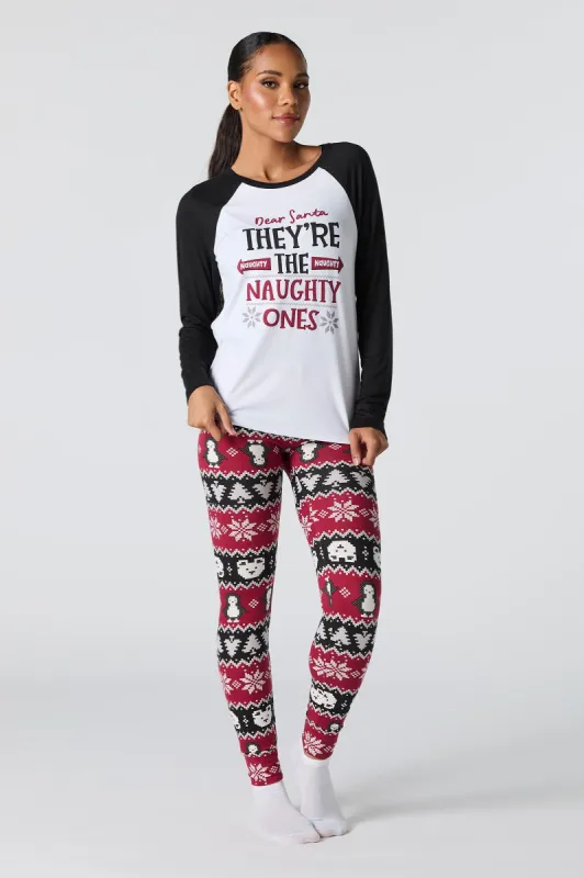 Ensemble deux pièces Pyjama de famille à imprimé Naughty or Nice pour femme sold by Urban Planet