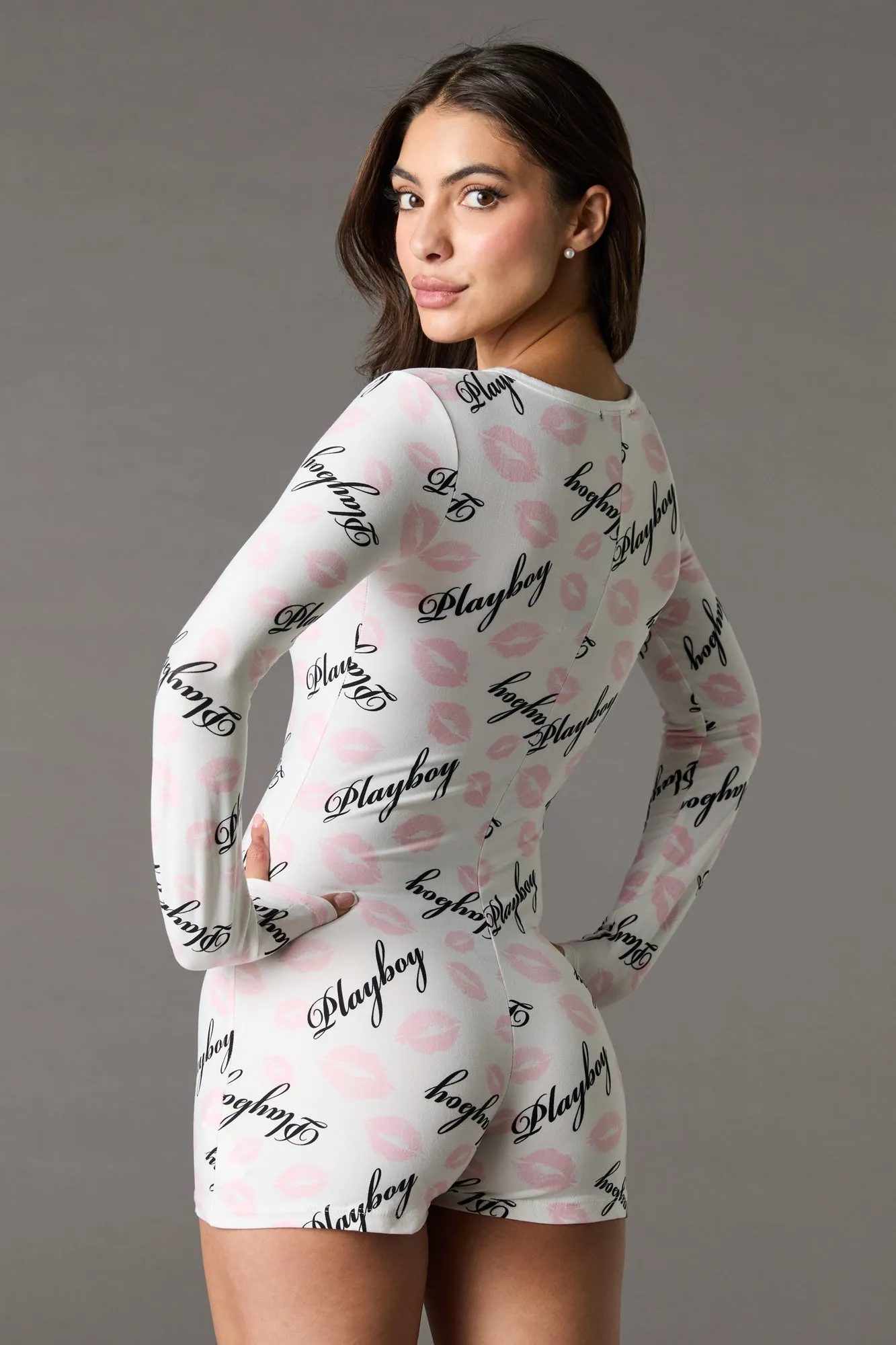 Playboy Print Button Front Pajama Romper sold by Urban Planet product image thumbnail 2