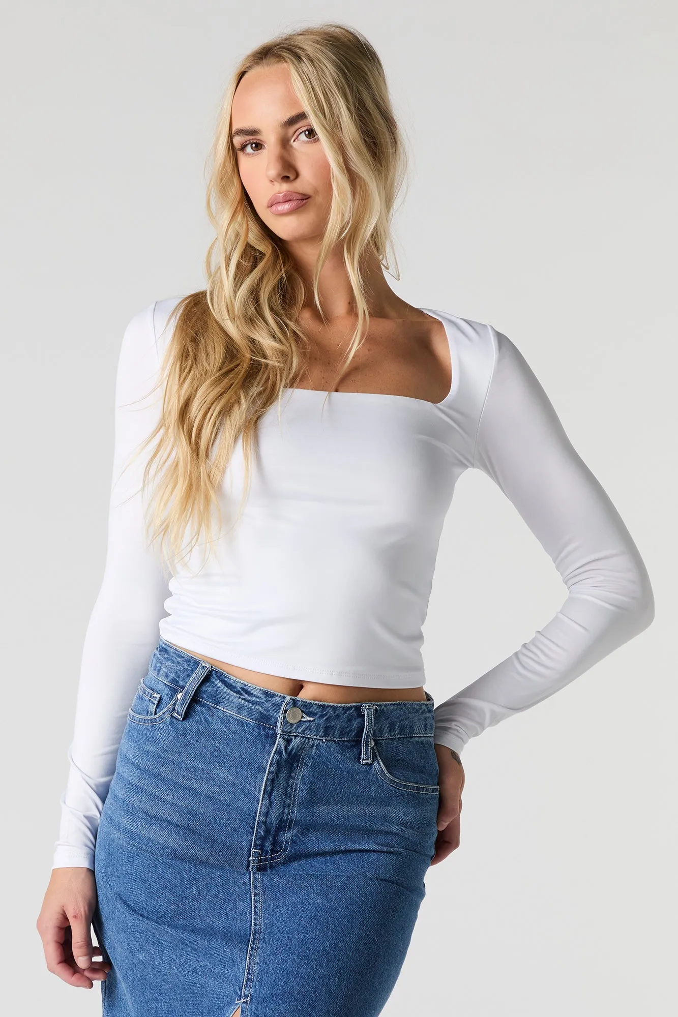 Contour Square Neck Long Sleeve Top sold by Urban Planet product image thumbnail 4