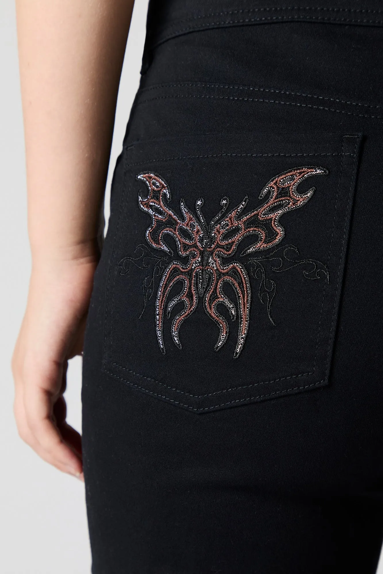 Butterfly Embroidered Pocket Flare Pant sold by Urban Planet product image thumbnail 4