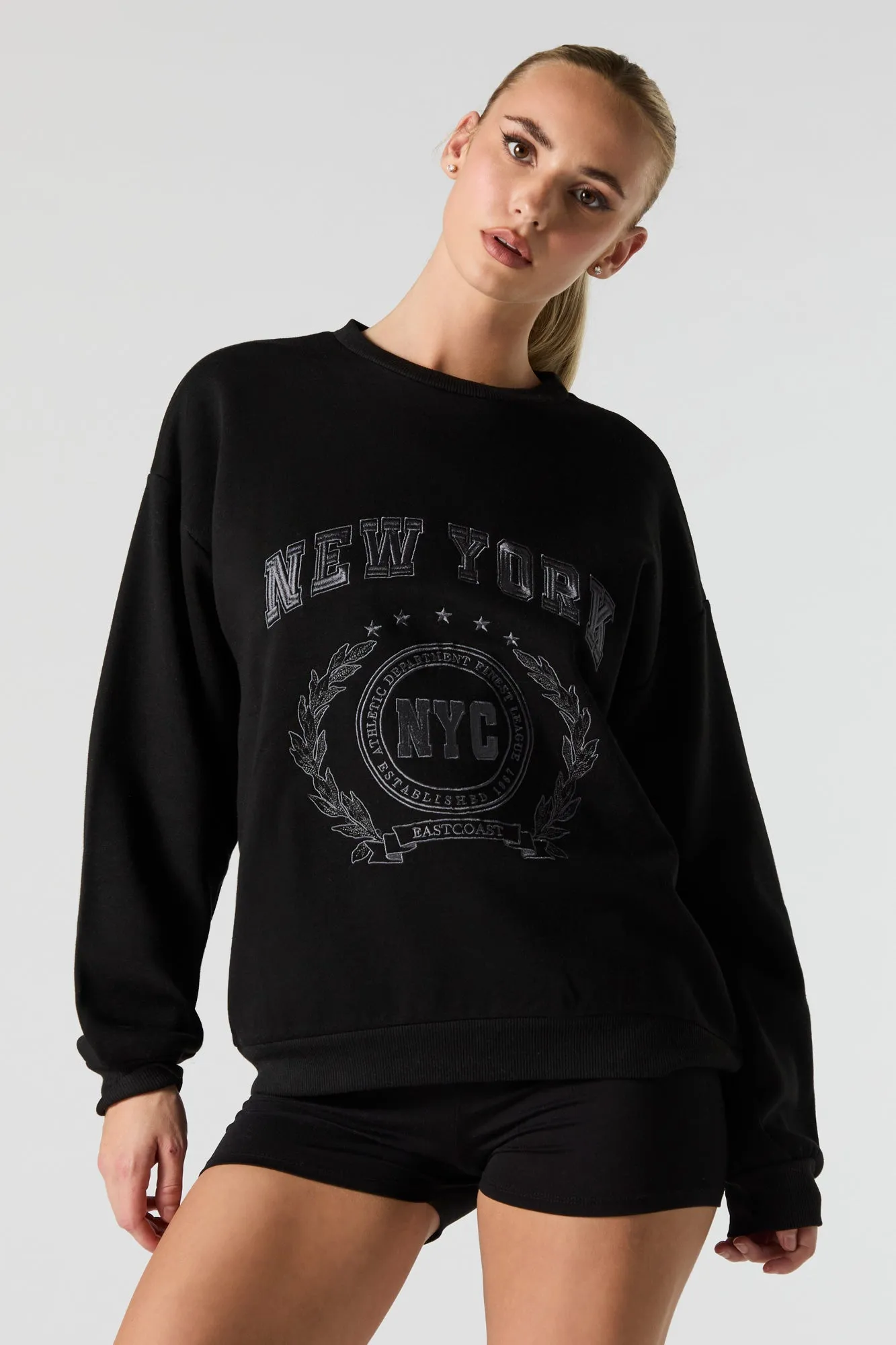 Embroidered Fleece Sweatshirt sold by Urban Planet product image thumbnail 4