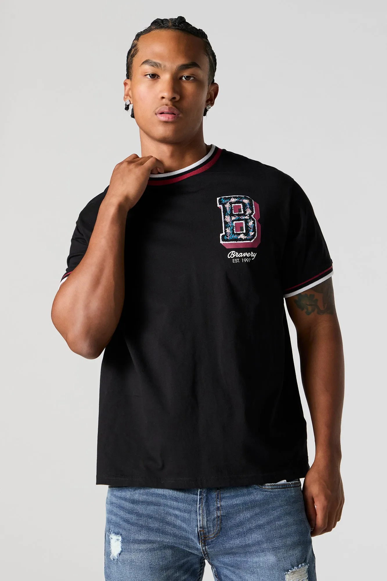 Bravery Chenille Embroidered T-Shirt sold by Urban Planet