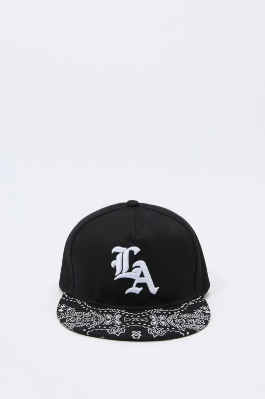 Bandana Brim LA Embroidered Snapback Hat sold by Urban Planet