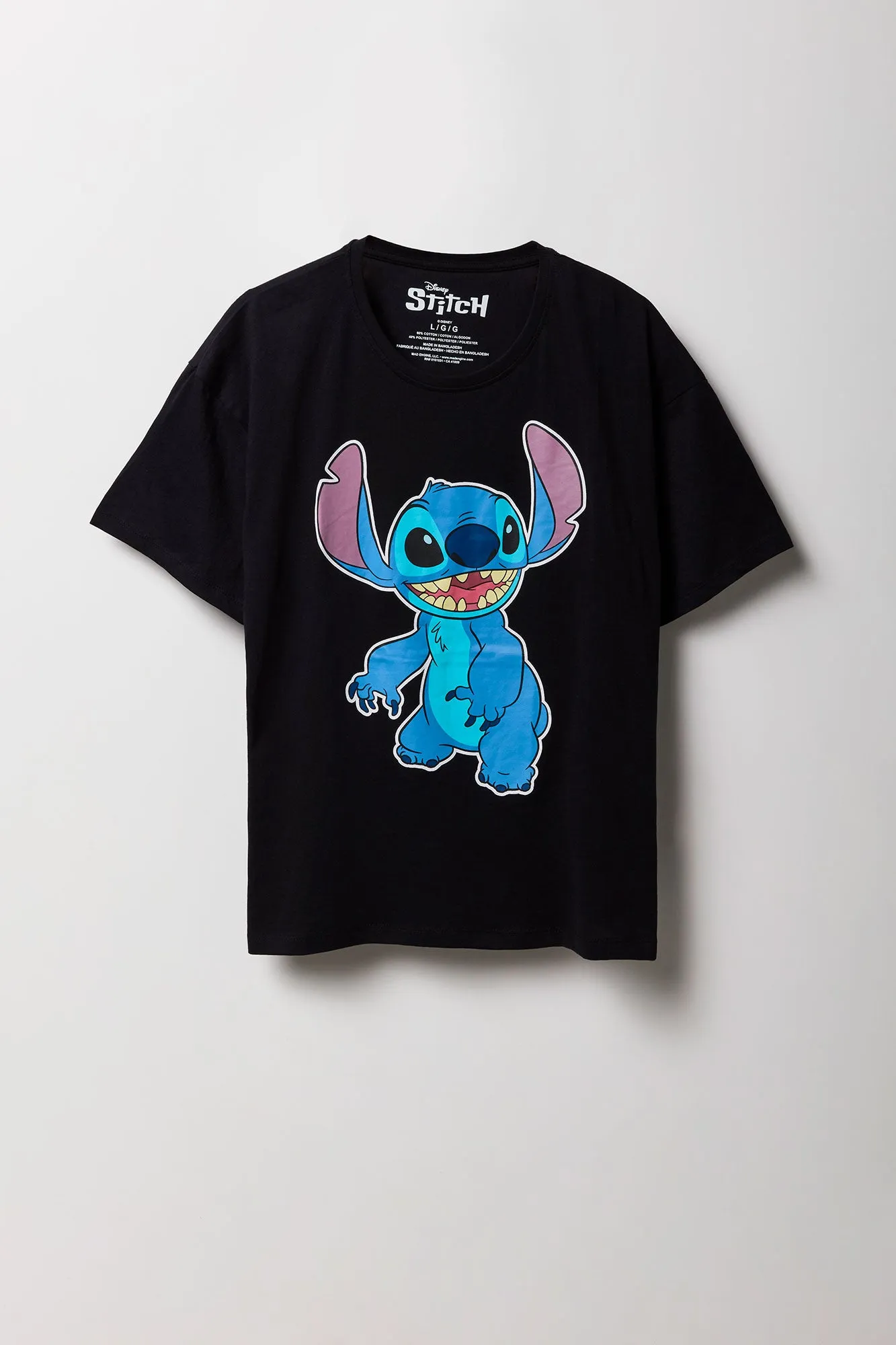T-shirt coupe garçonne noir à imprimé Stitch sold by Urban Planet product image thumbnail 4
