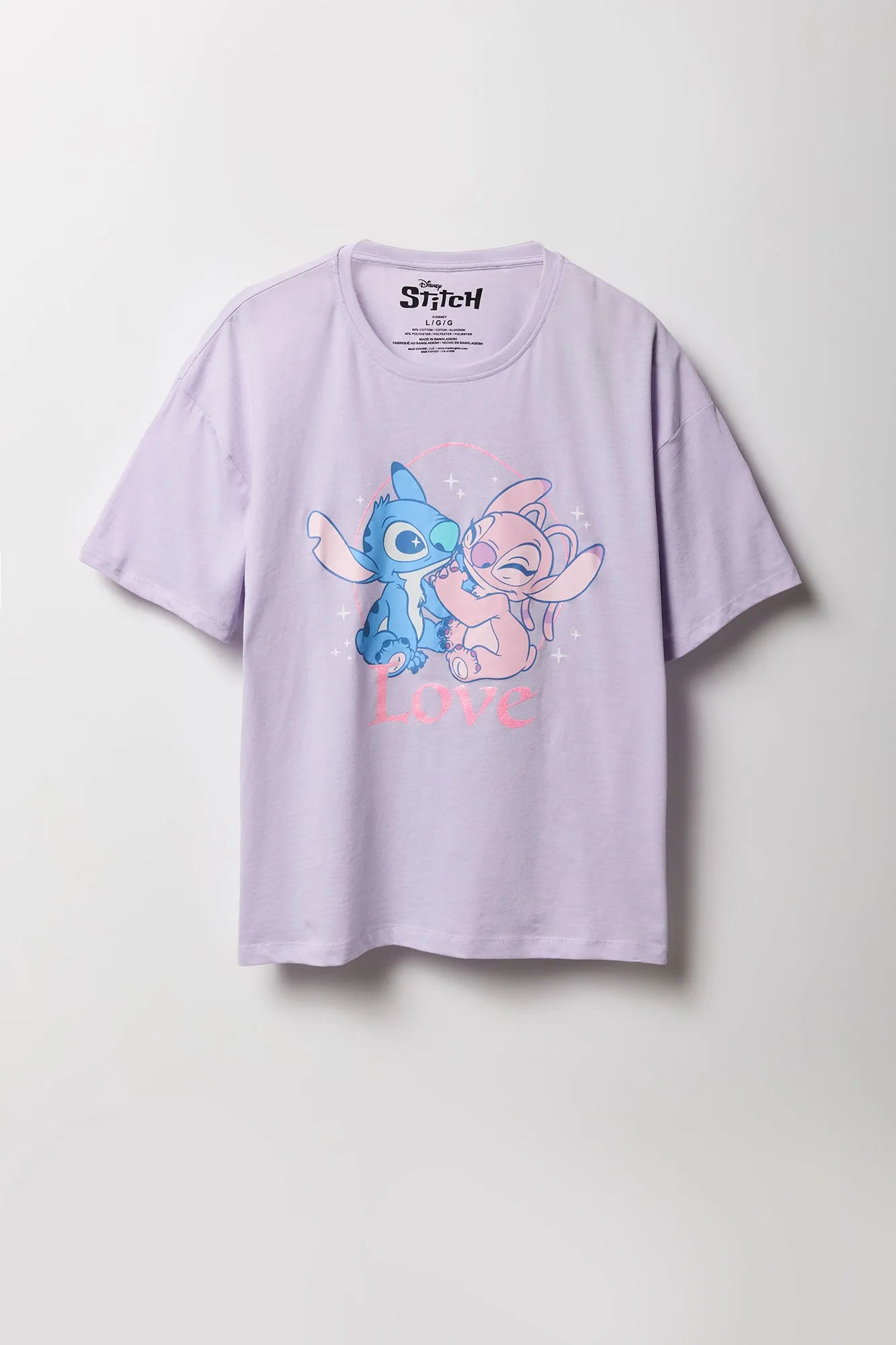 Stitch & Angel Love Graphic Boyfriend T-Shirt sold by Urban Planet product image thumbnail 4