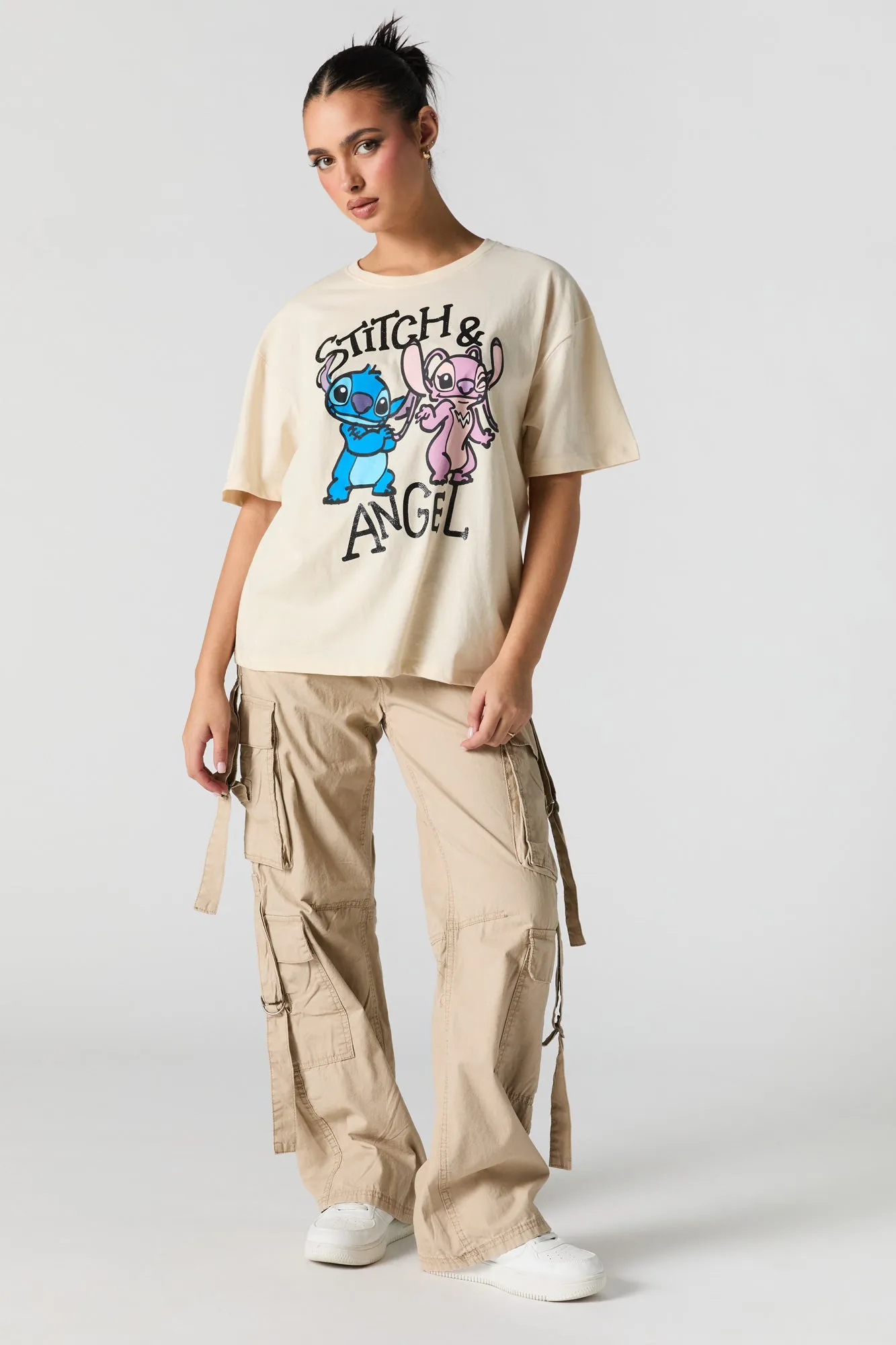 T-shirt coupe garçonne à imprimé Stitch & Angel sold by Urban Planet product image thumbnail 3