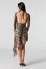 Mesh Insert Long Sleeve Asymmetrical Midi Dress sold by Urban Planet
