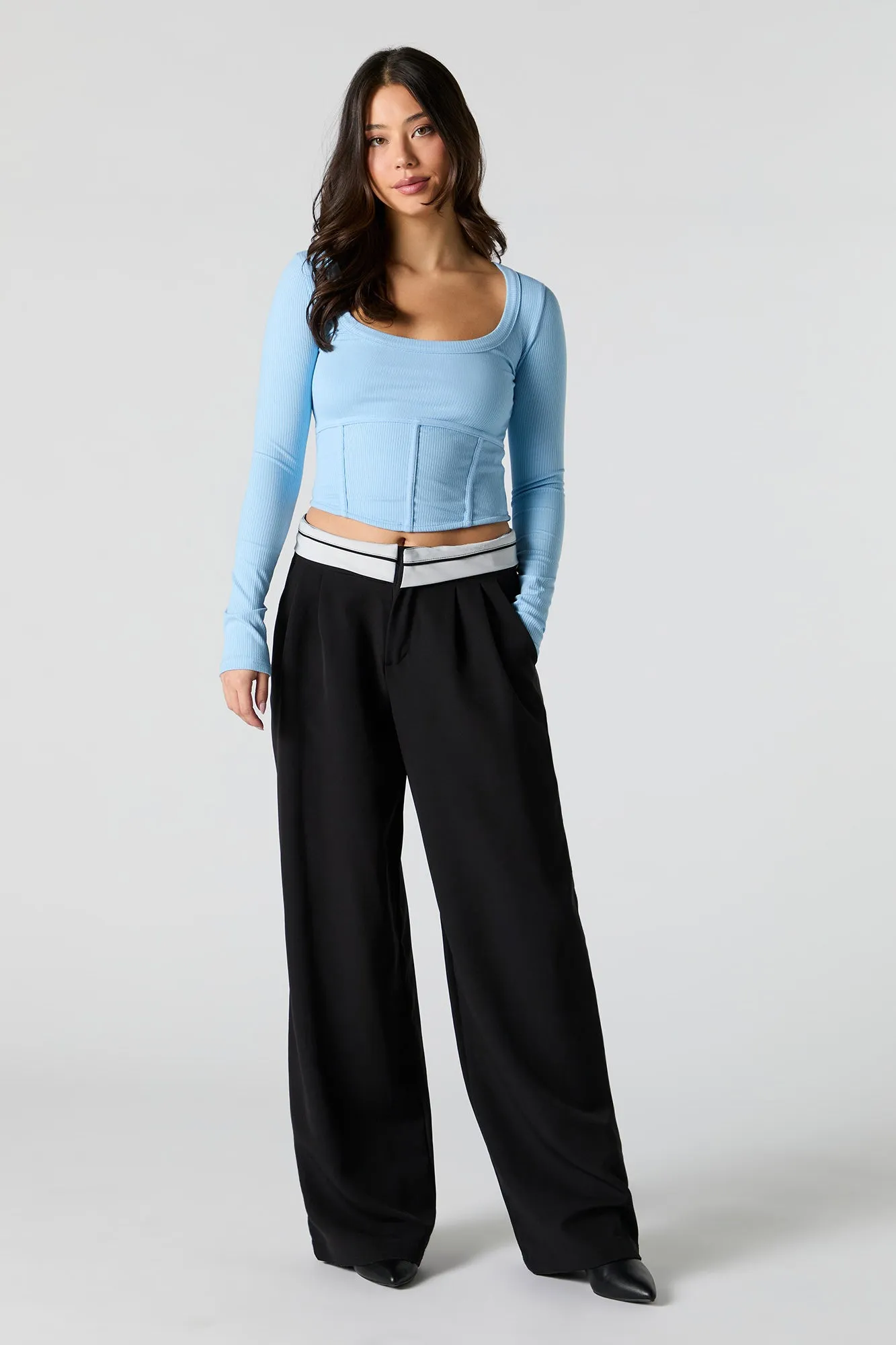 Ribbed Corset Long Sleeve Top sold by Urban Planet product image thumbnail 3