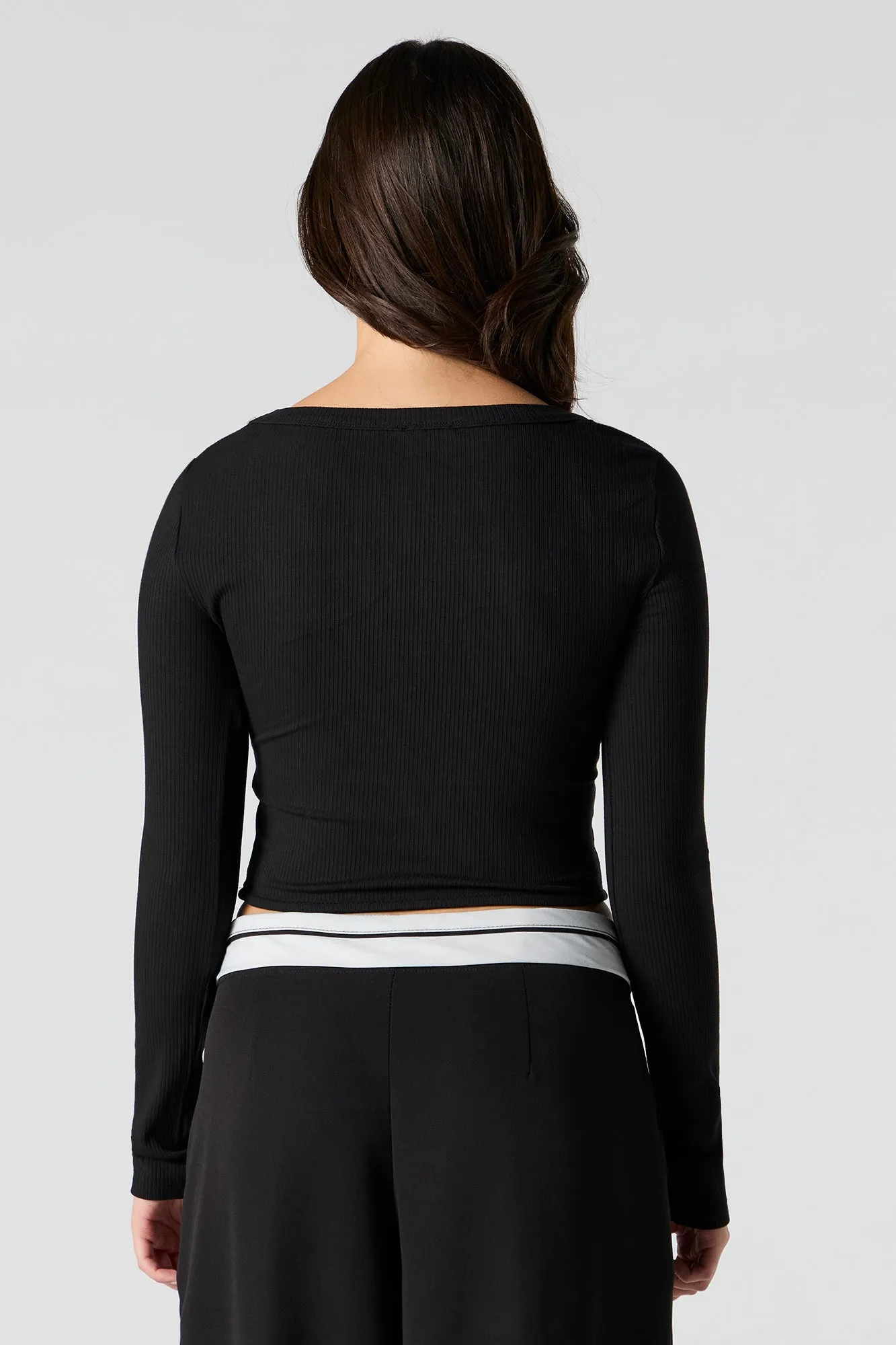 Ribbed Corset Long Sleeve Top sold by Urban Planet product image thumbnail 5