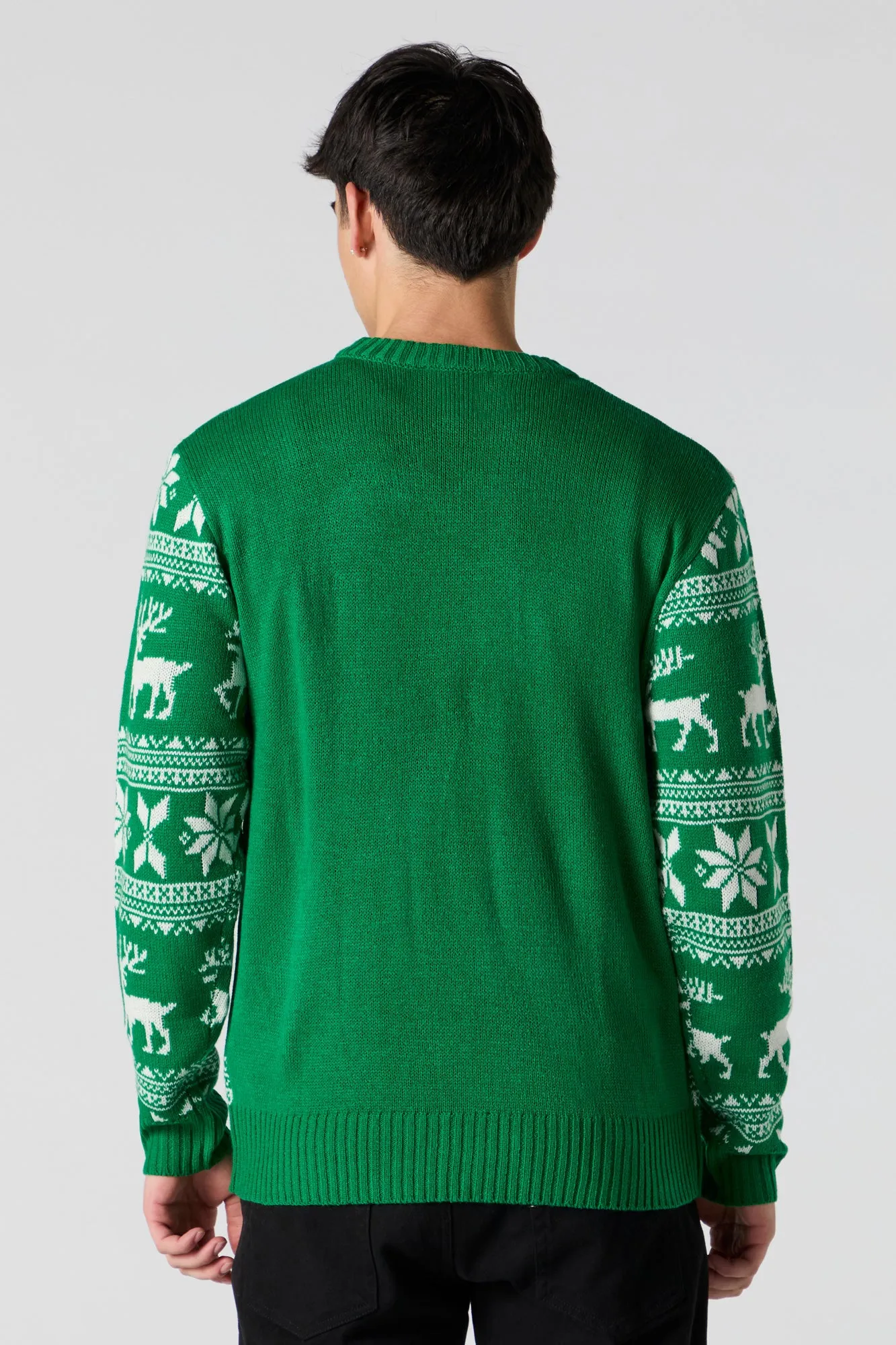 Green Fairisle Jacquard Knit Christmas Sweater sold by Urban Planet product image thumbnail 2