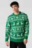 Green Fairisle Jacquard Knit Christmas Sweater sold by Urban Planet