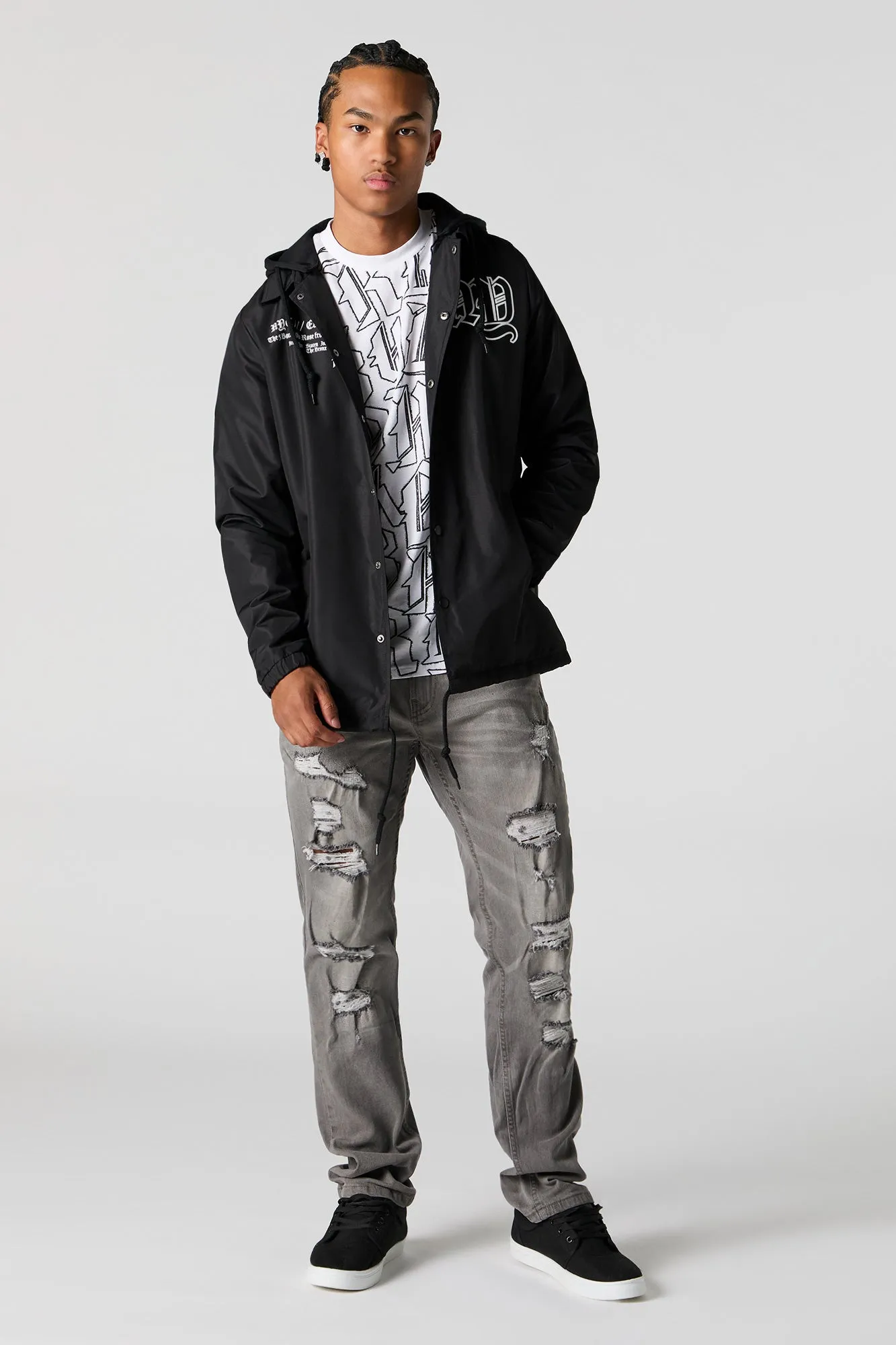 Jean mince d'aspect usé délavé gris sold by Urban Planet product image thumbnail 2