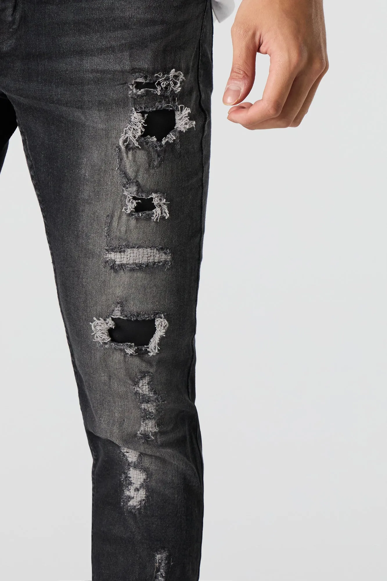 Jean ajusté d'aspect usé délavé vintage noir sold by Urban Planet product image thumbnail 4