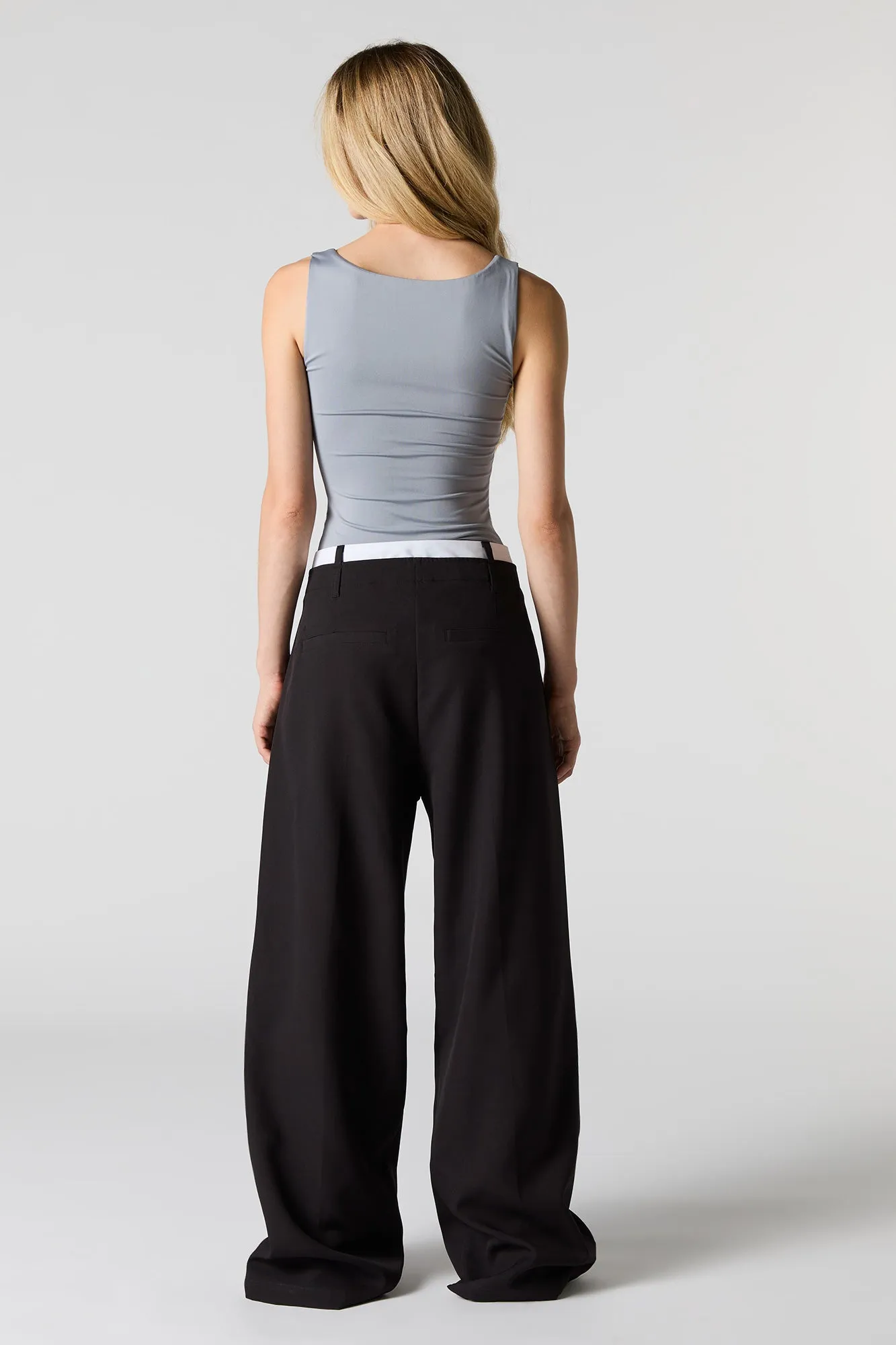 Pantalon habillé ample avec taille superposée sold by Urban Planet product image thumbnail 3