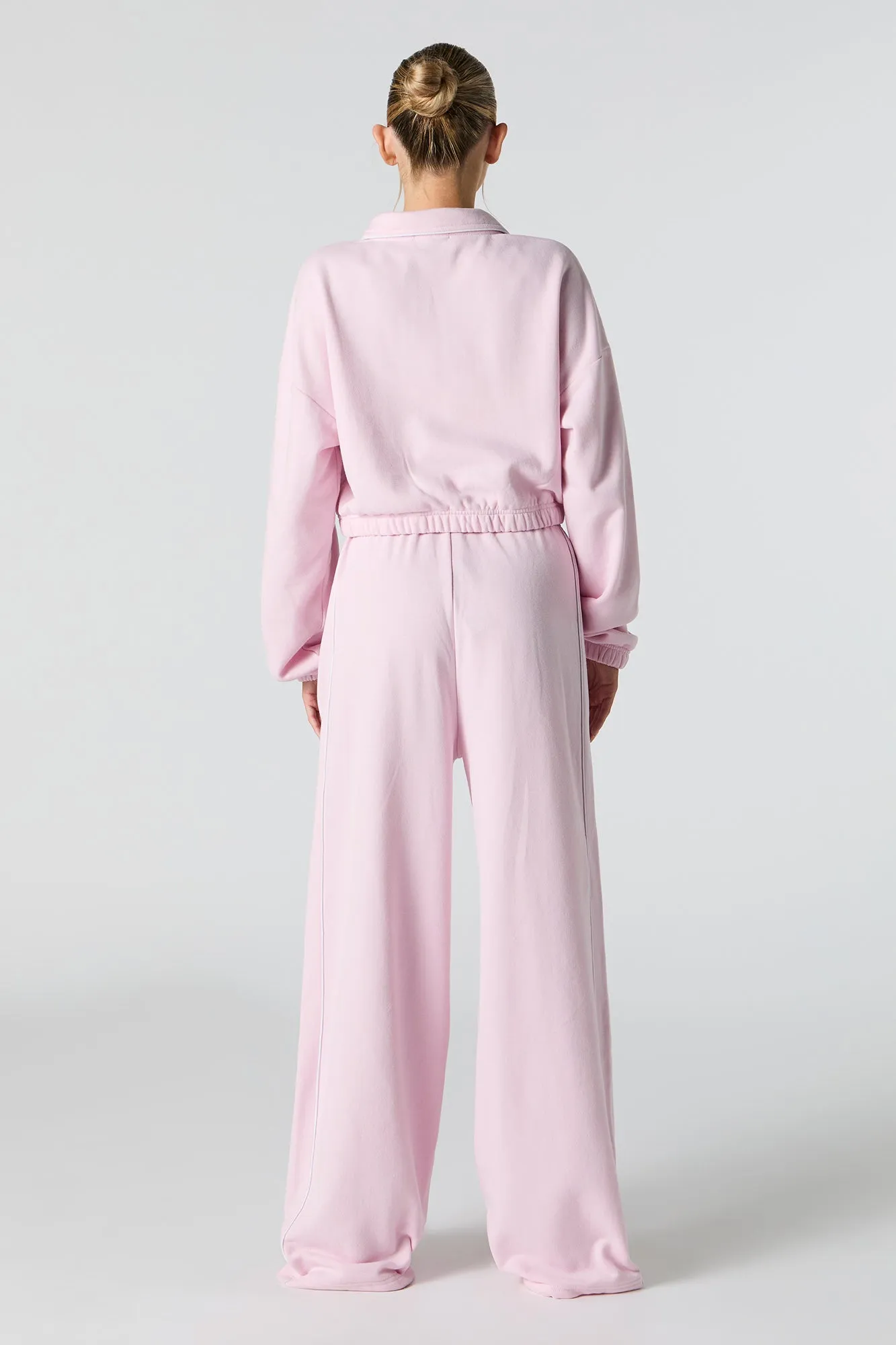 Pantalon d'entraînement à jambe large en molleton avec surpiqûres contrastantes sold by Urban Planet product image thumbnail 3