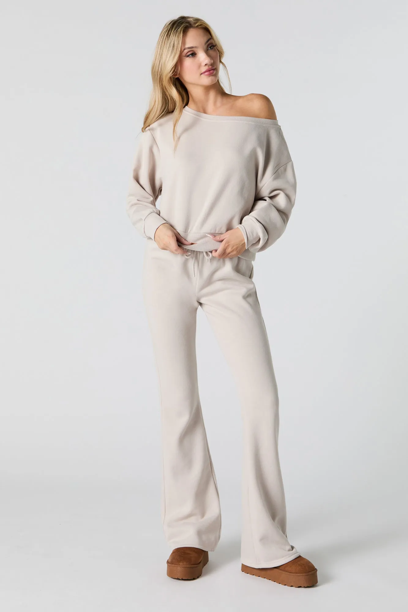 Fleece Off Shoulder Sweatshirt sold by Urban Planet product image thumbnail 3