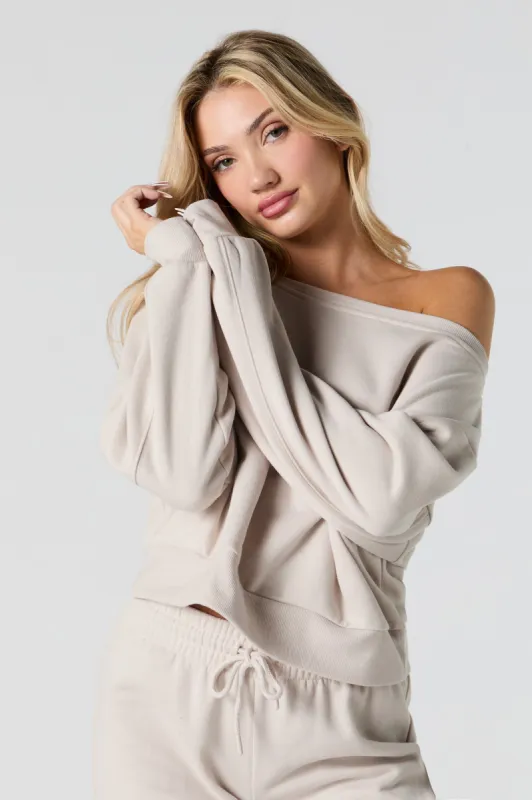 Fleece Off Shoulder Sweatshirt sold by Urban Planet