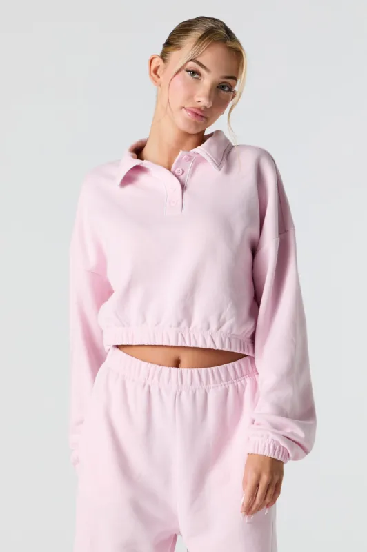 Contrast Stitch Fleece Polo Sweatshirt sold by Urban Planet