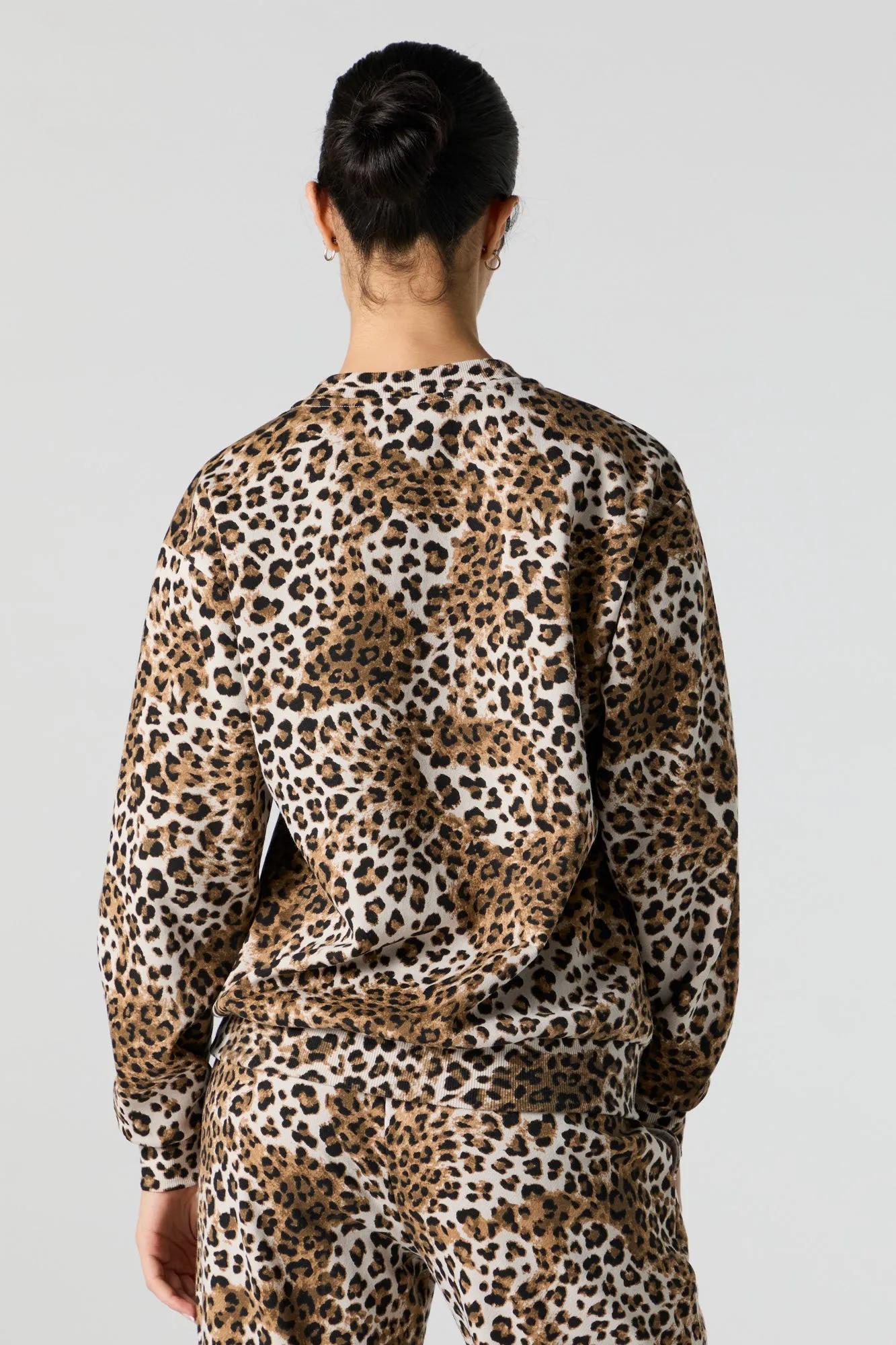 Cheetah Print Fleece Sweatshirt sold by Urban Planet product image thumbnail 2
