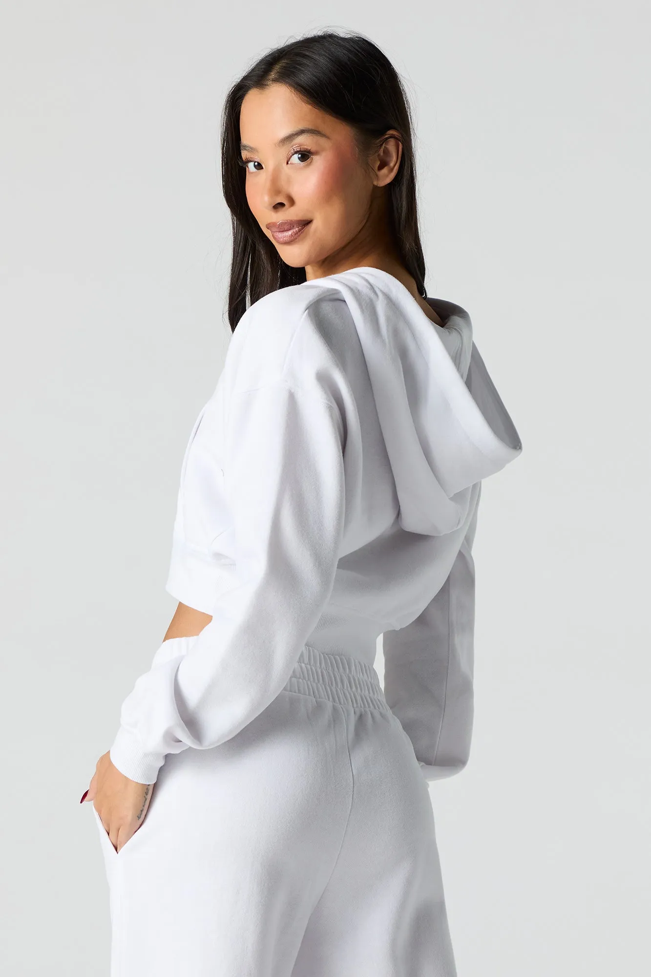 Haut à capuchon en molleton écourté avec glissière sold by Urban Planet product image thumbnail 5