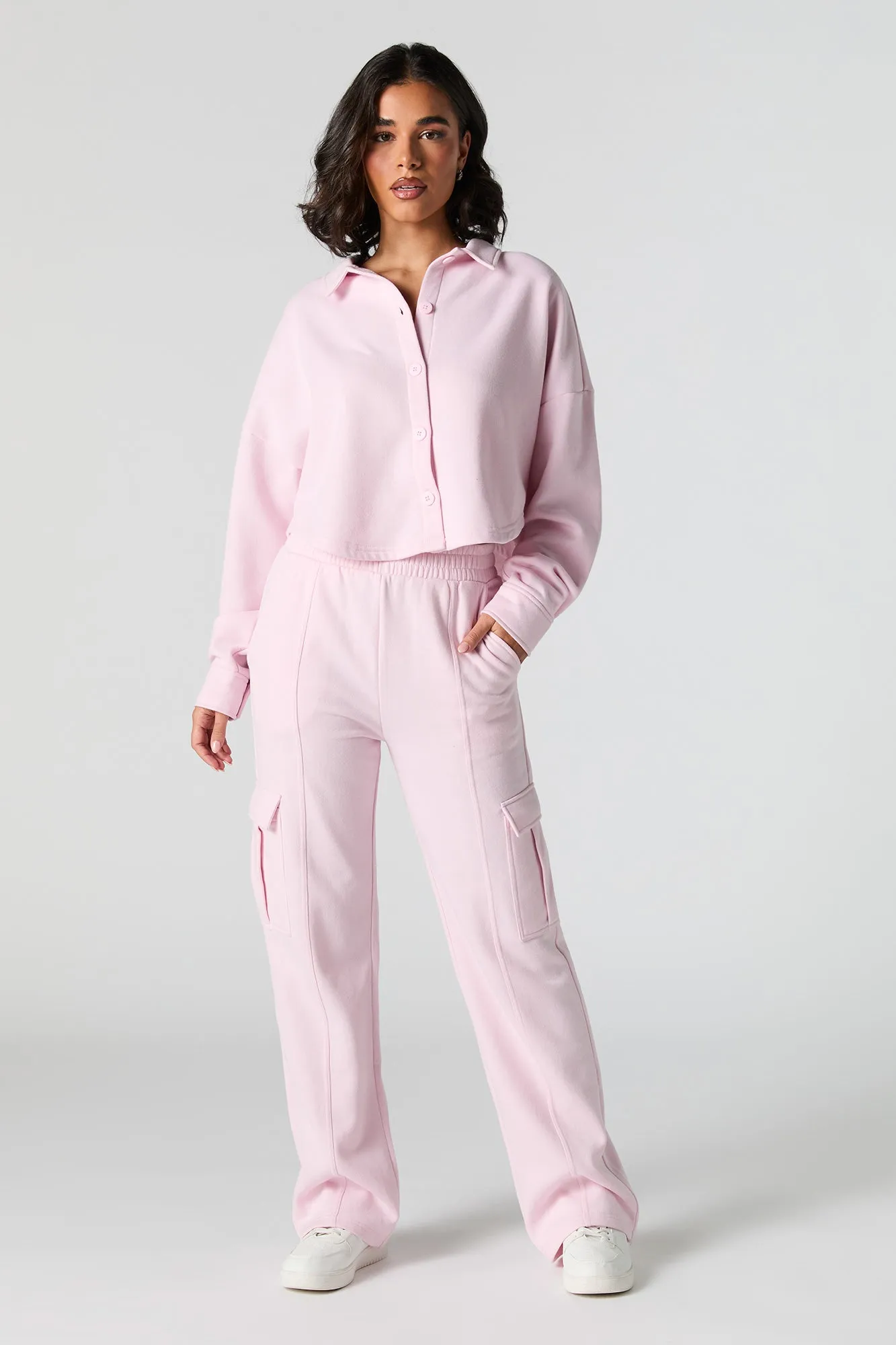 Fleece Button-Up Cropped Shacket sold by Urban Planet product image thumbnail 3