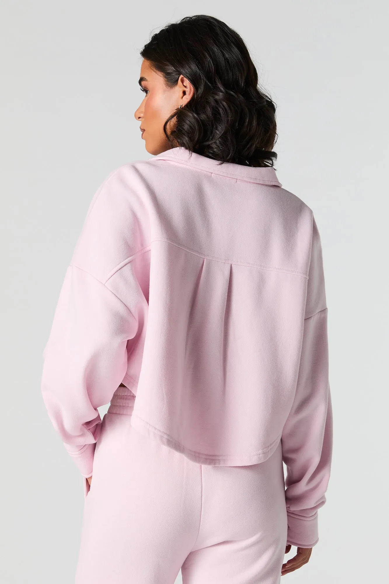 Fleece Button-Up Cropped Shacket sold by Urban Planet product image thumbnail 2