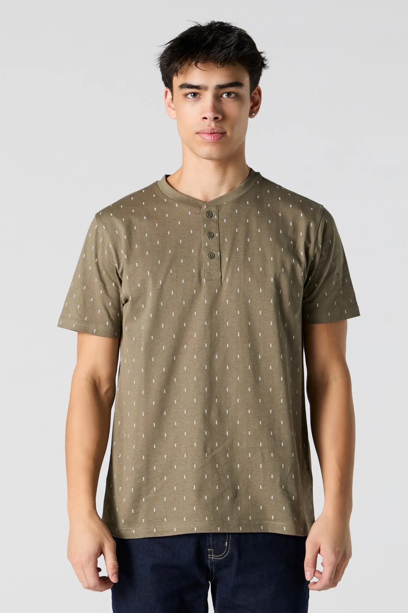 Ditsy Print Henley T-Shirt sold by Urban Planet product image thumbnail 4