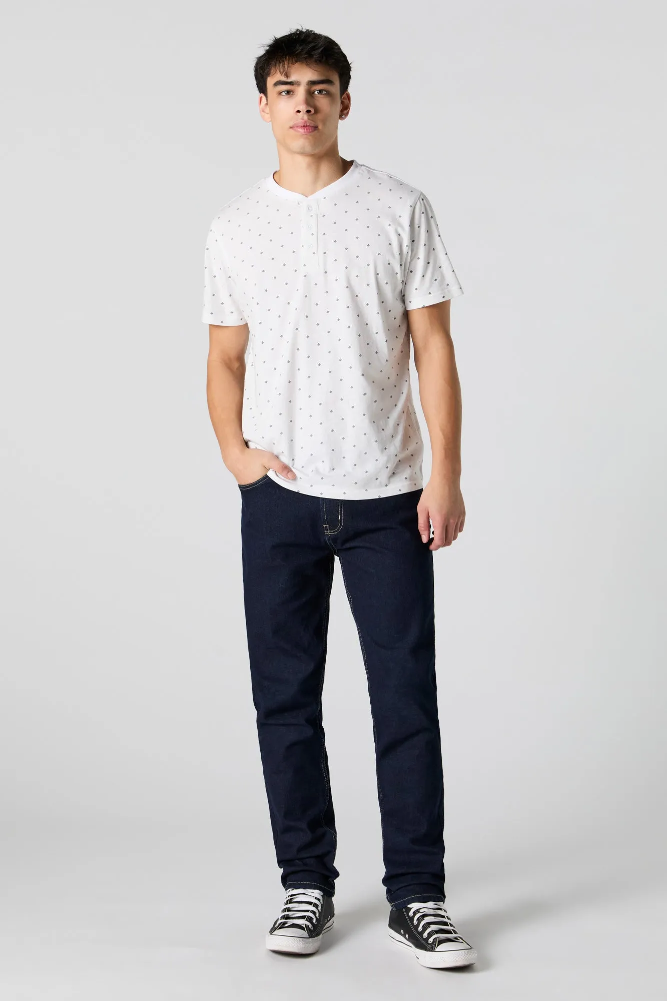 Ditsy Print Henley T-Shirt sold by Urban Planet product image thumbnail 3